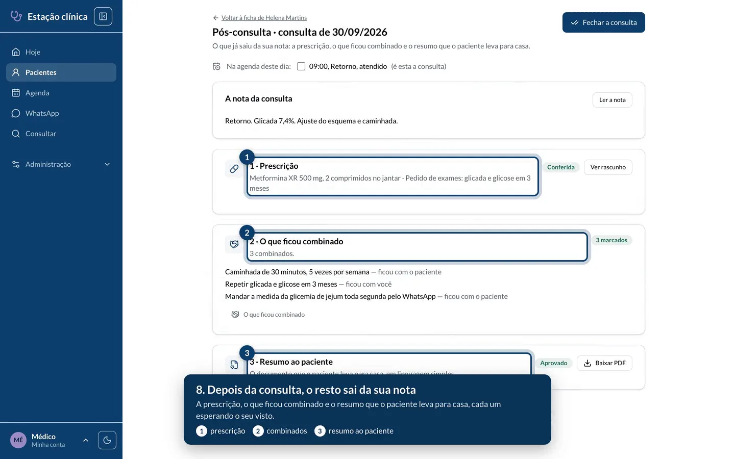 Depois da consulta, o resto sai da sua nota